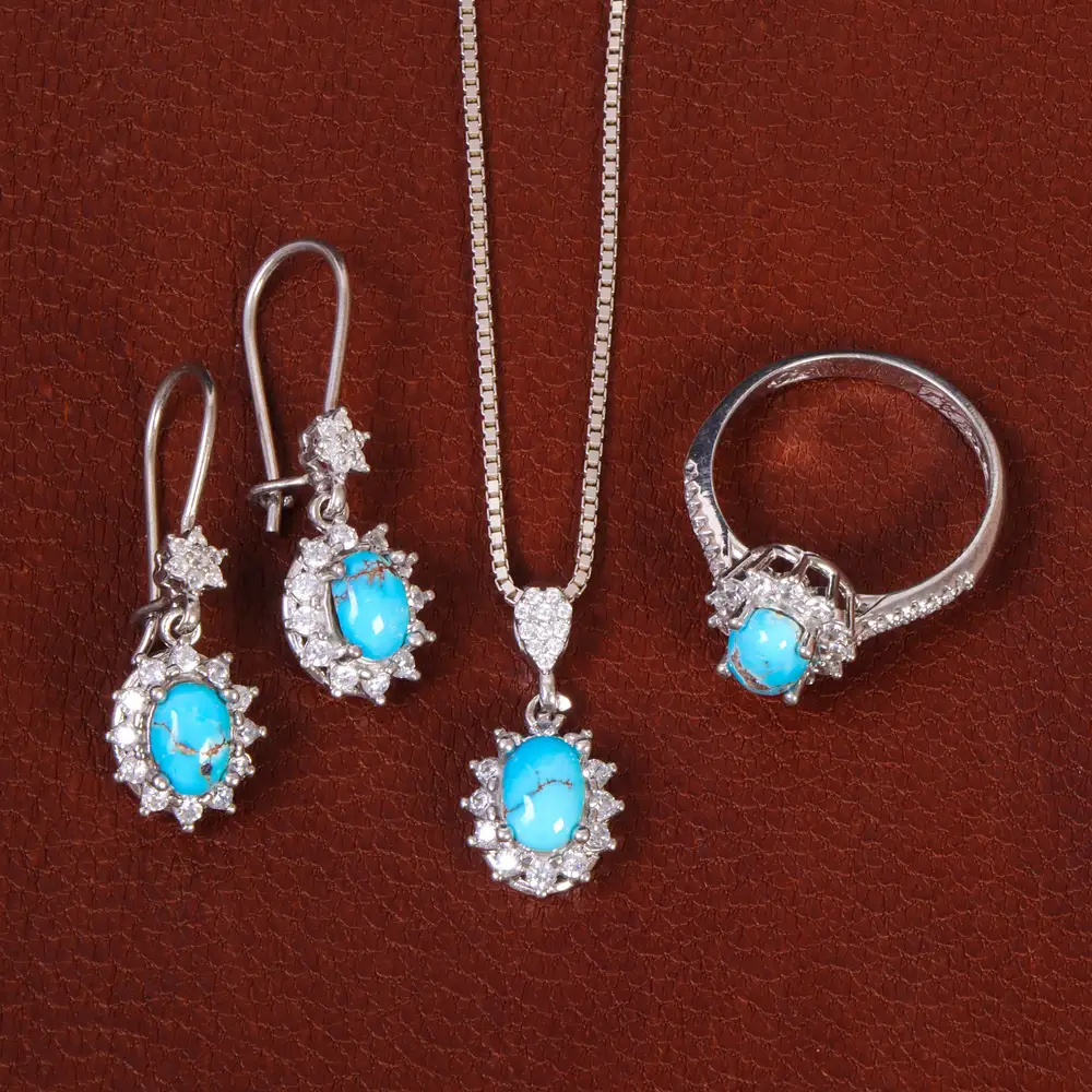 نیم ست فیروزه زنانه کد 26836