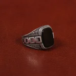 انگشتر عقیق مشکی مردانه کد 26899
