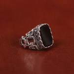 انگشتر عقیق مشکی مردانه کد 26901