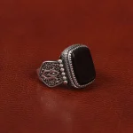 انگشتر عقیق مشکی مردانه کد 26902