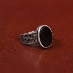 انگشتر عقیق مشکی مردانه کد 26903