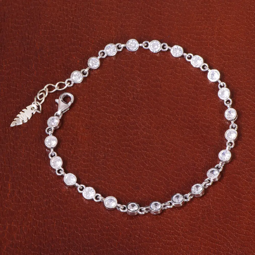 دستبند نقره زنانه طرح جواهر کد 27090