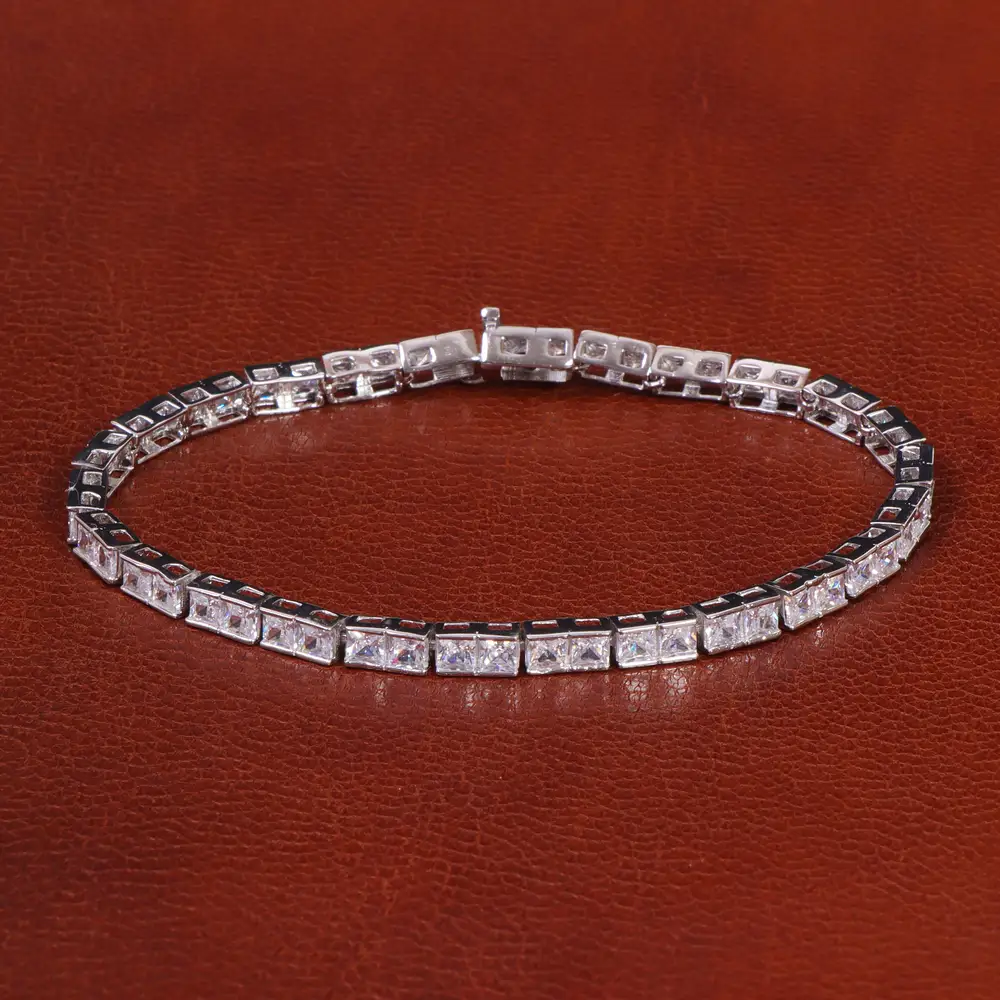 دستبند نقره زنانه طرح جواهر کد 27095