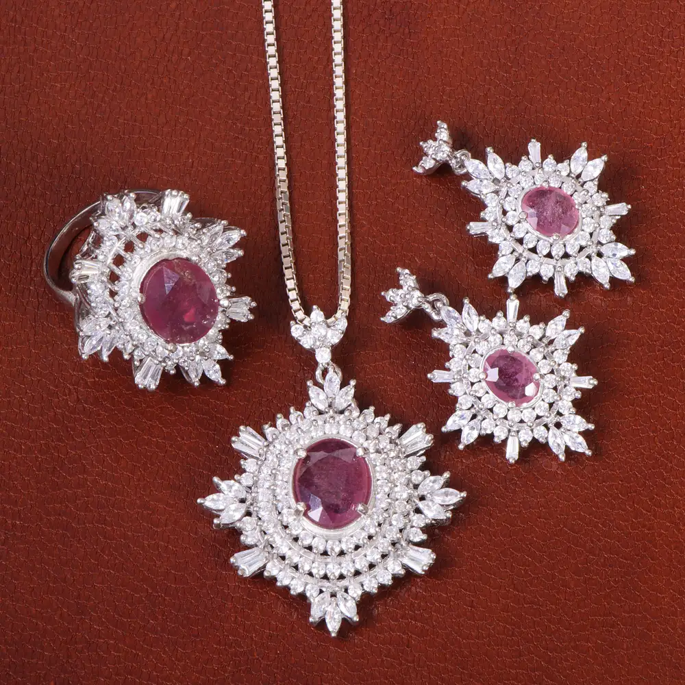 نیم ست یاقوت سرخ زنانه کد 27098