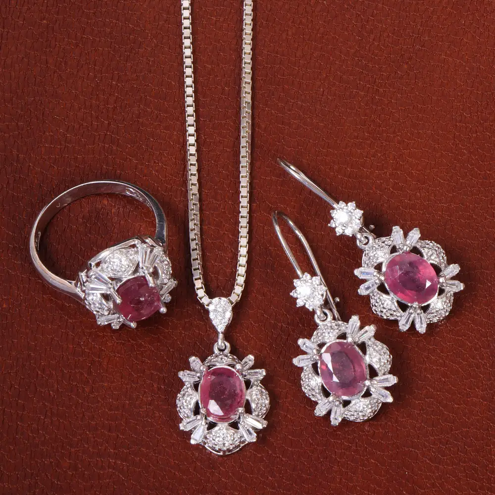 نیم ست یاقوت سرخ زنانه کد 27099