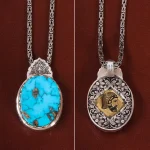 گردنبند فیروزه مردانه طرح کوروش کبیر کد 27190