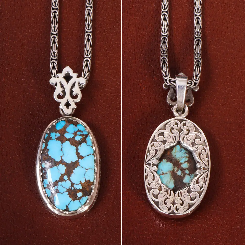 گردنبند فیروزه مردانه کد 27194