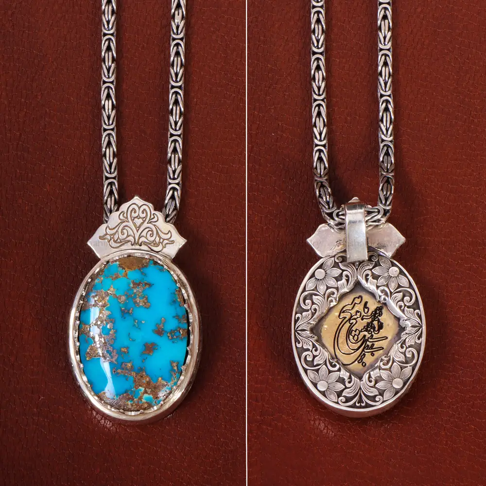 گردنبند فیروزه مردانه کد 27197