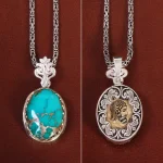 گردنبند فیروزه مردانه طرح کوروش کبیر کد 27200