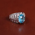 انگشتر توپاز آبی مردانه کد 27319