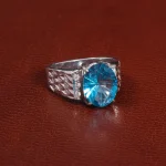 انگشتر توپاز آبی مردانه کد 27321