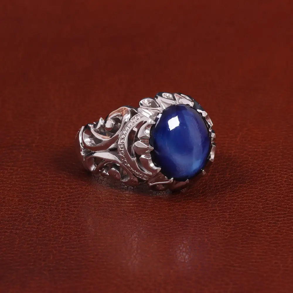 انگشتر یاقوت کبود استار مردانه کد 27333