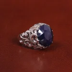 انگشتر یاقوت کبود مردانه کد 27334