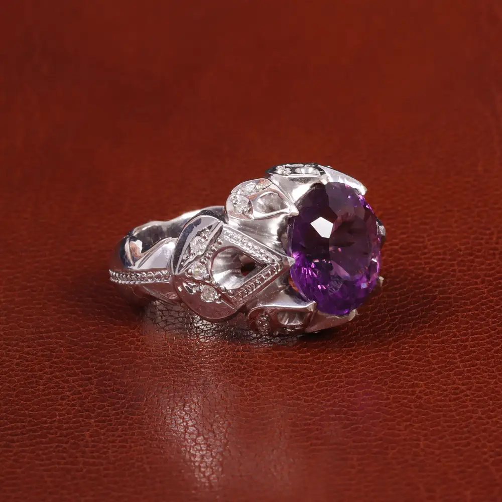 انگشتر آمیتیست مردانه کد 27343