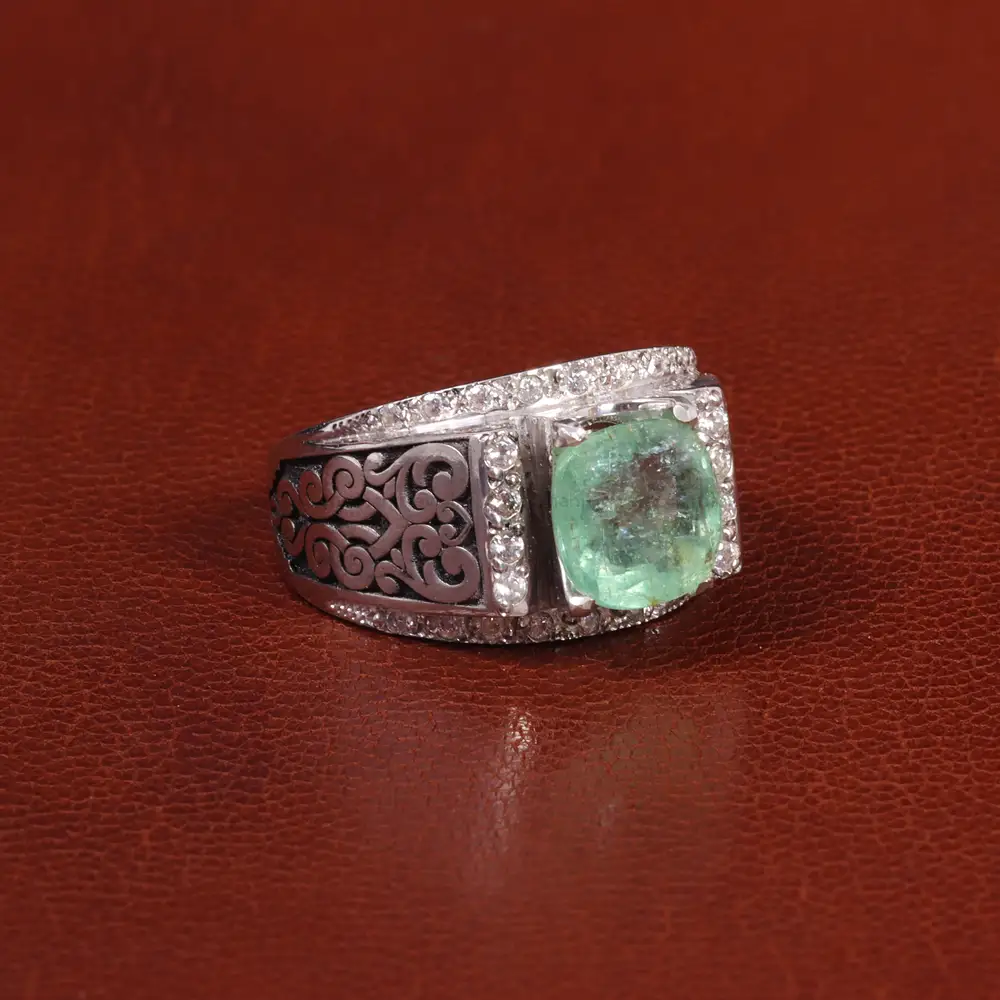 انگشتر زمرد مردانه کد 27346