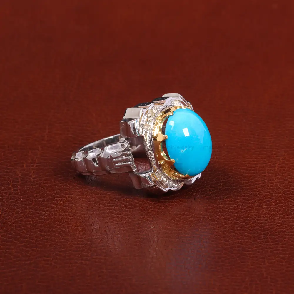 انگشتر فيروزه عجمی مردانه کد 27448