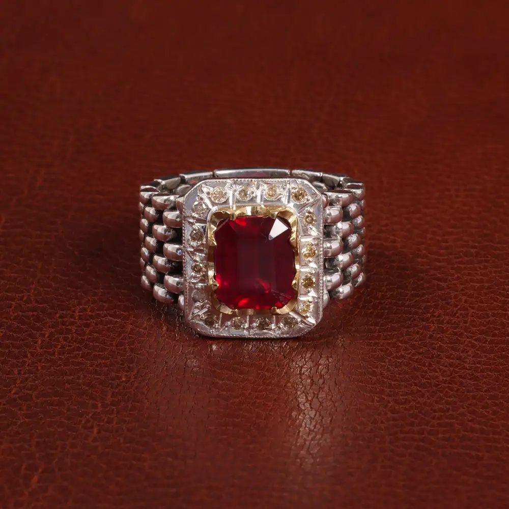 انگشتر یاقوت سرخ مردانه کد 27779