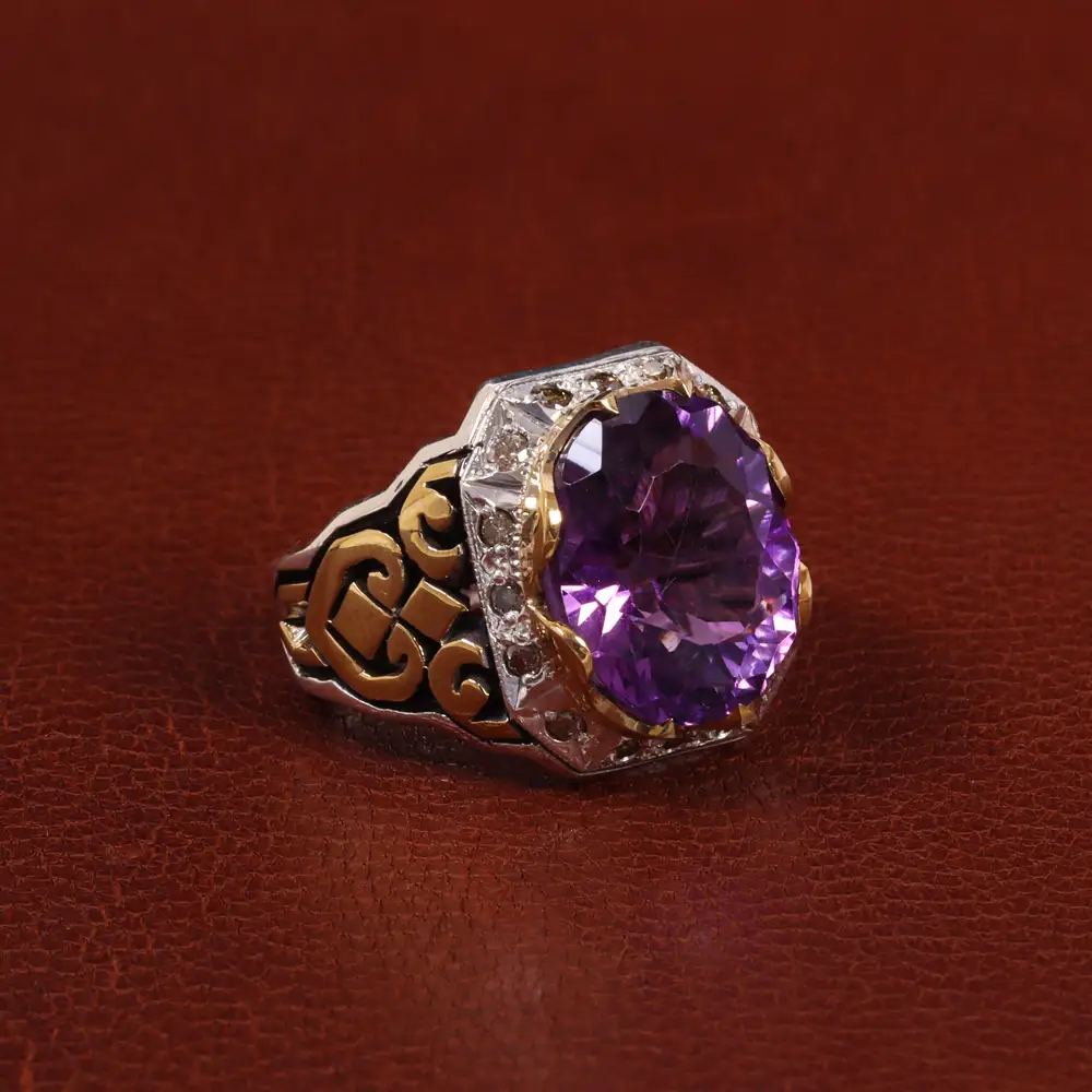 انگشتر آمیتیست مردانه کد 27782