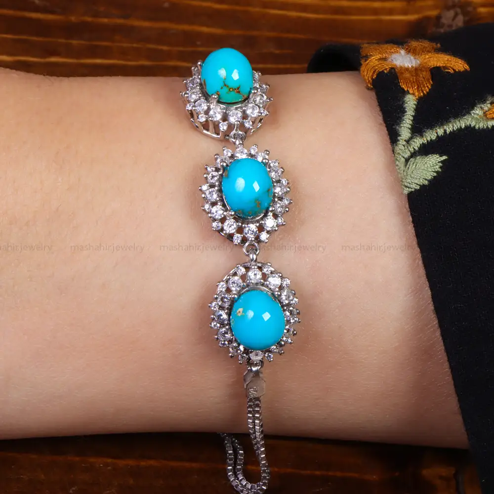 دستبند فیروزه زنانه کد 26825