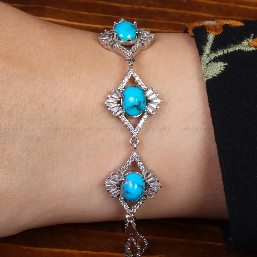 دستبند فیروزه زنانه کد 26828