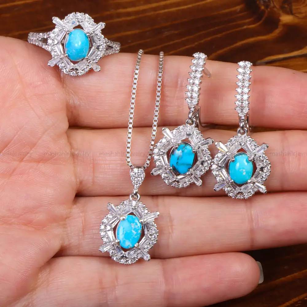 نیم ست فیروزه زنانه کد 26837