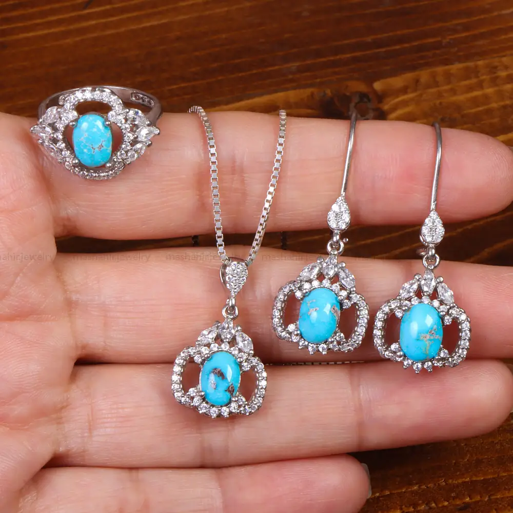 نیم ست فیروزه زنانه کد 26842