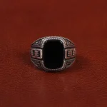 انگشتر عقیق مشکی مردانه کد 26899