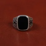 انگشتر عقیق مشکی مردانه کد 26900
