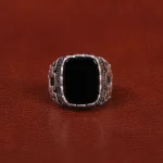 انگشتر عقیق مشکی مردانه کد 26901