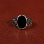 انگشتر عقیق مشکی مردانه کد 26903