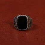 انگشتر عقیق مشکی مردانه کد 26904