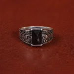انگشتر عقیق مشکی مردانه کد 26907