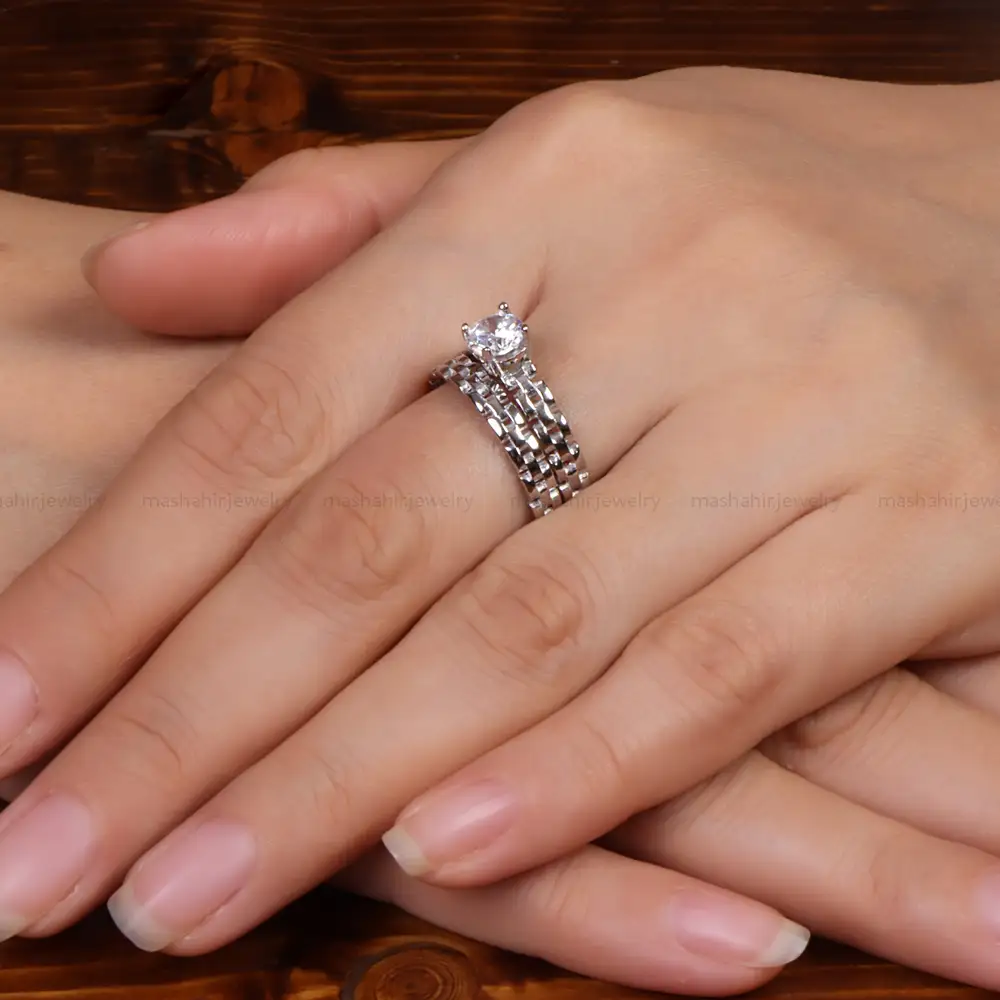 حلقه نقره زنانه طرح جواهر کد 27026
