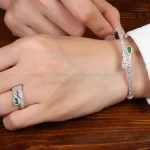 ست دستبند و انگشتر زنانه طرح زمرد کد 27052