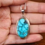 گردنبند فیروزه مردانه طرح گل و مرغ کد 27061