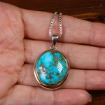 گردنبند فیروزه مردانه طرح گل کد 27063