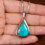 گردنبند فیروزه مردانه طرح گل و مرغ کد 27066