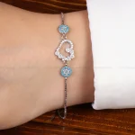 دستبند نقره زنانه طرح چشم زخم کد 27076