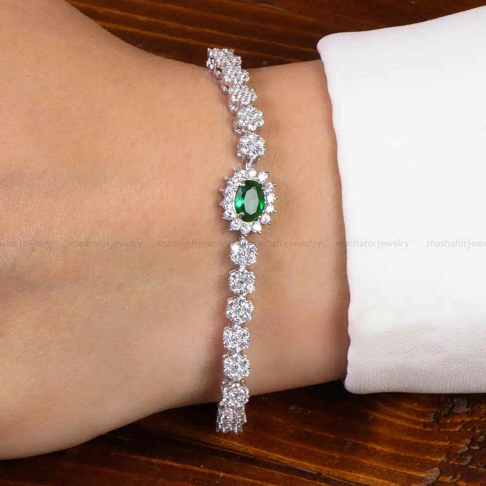 دستبند طرح زمرد زنانه کد 27084