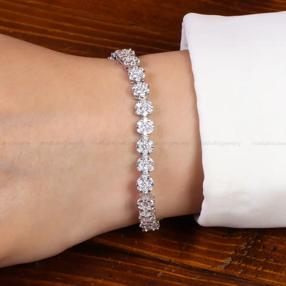 دستبند نقره زنانه طرح جواهر کد 27087