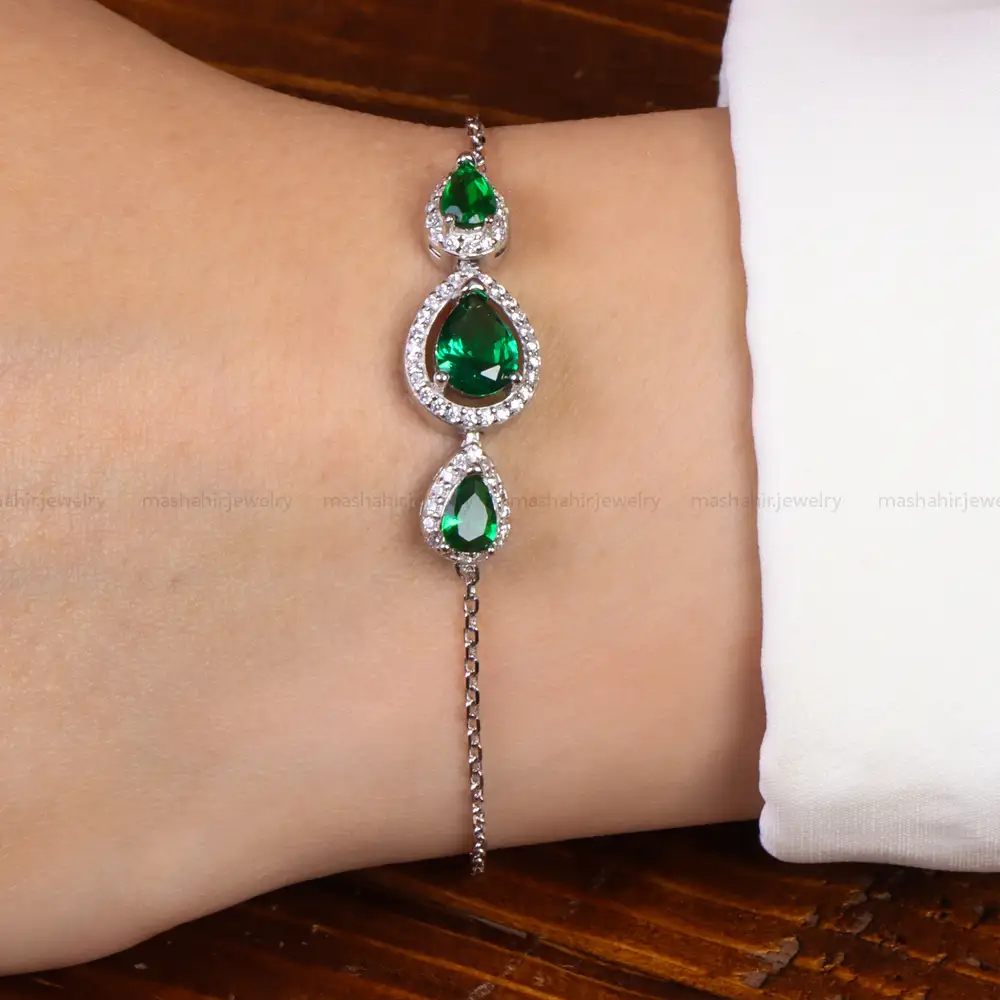 دستبند طرح زمرد زنانه کد 27089