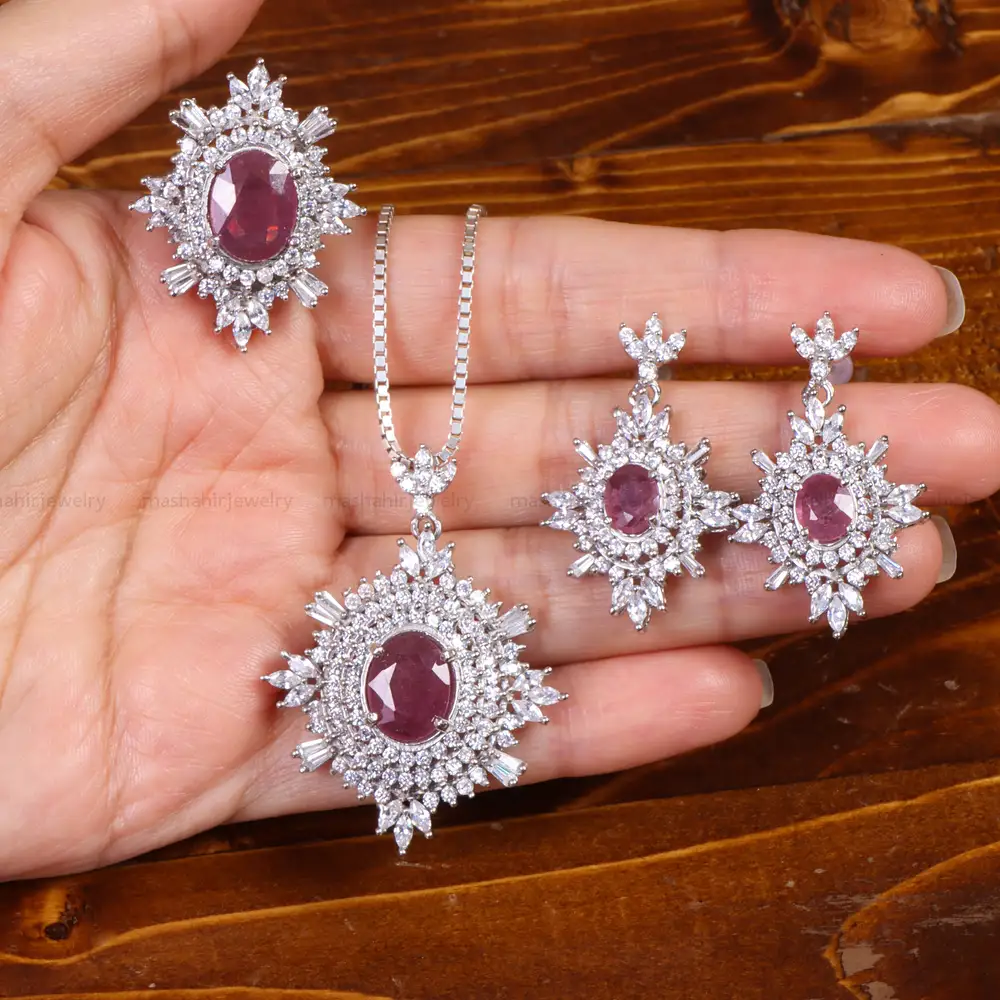 نیم ست یاقوت سرخ زنانه کد 27098