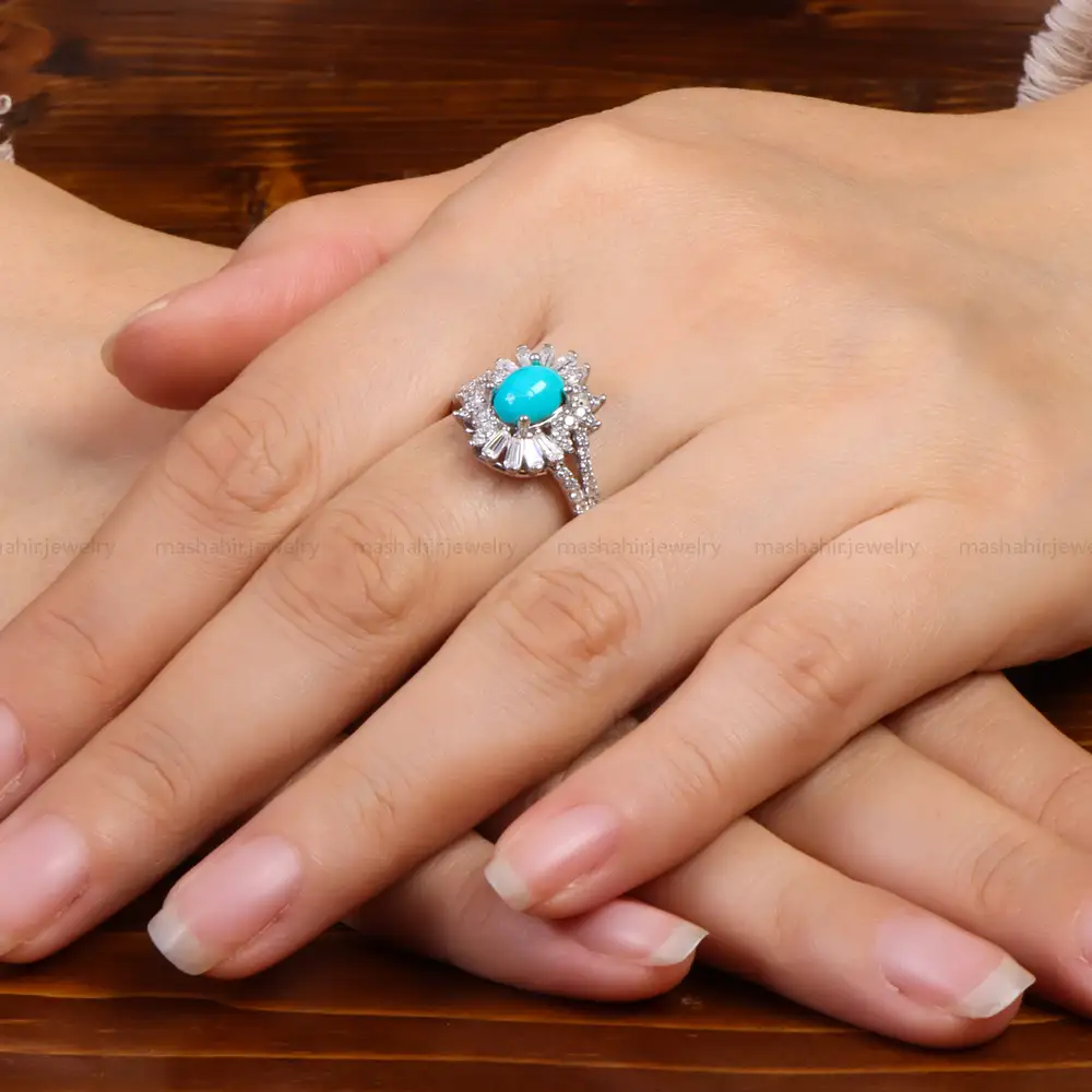انگشتر فیروزه عجمی زنانه کد 27270