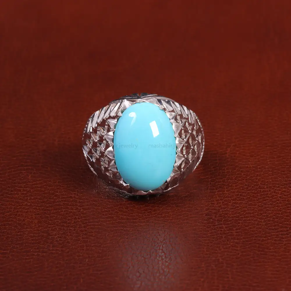 انگشتر فيروزه عجمی مردانه کد 27306