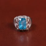 انگشتر توپاز آبی مردانه کد 27312