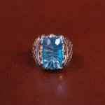 انگشتر توپاز آبی مردانه کد 27313