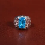 انگشتر توپاز آبی مردانه کد 27315