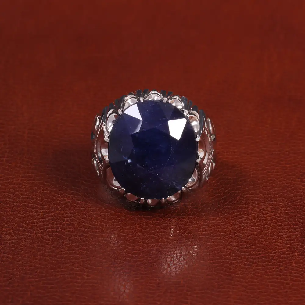 انگشتر یاقوت کبود مردانه کد 27334