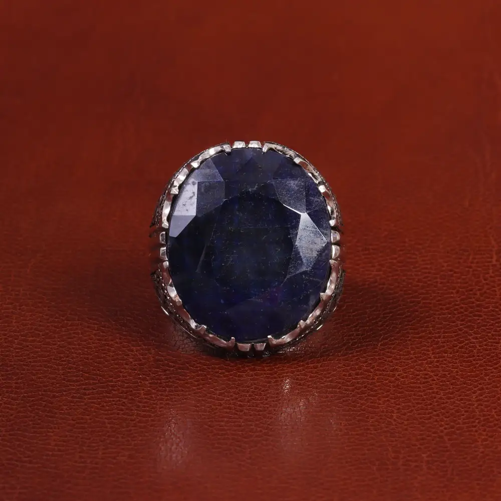 انگشتر یاقوت کبود مردانه کد 27335