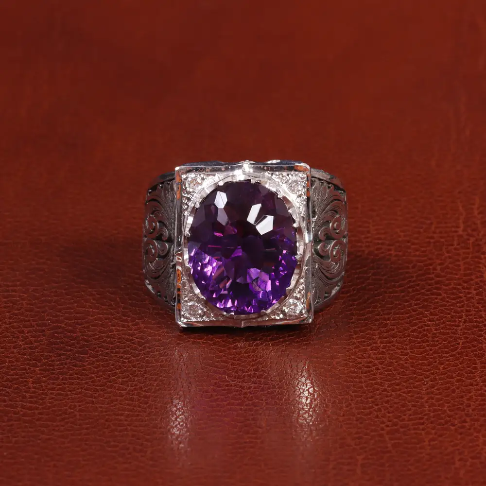 انگشتر آمیتیست مردانه کد 27341